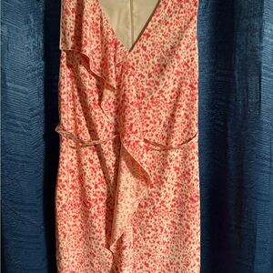 Ann Taylor Asymmetrical Pink and Cream Dress